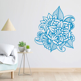 Veselá Stena Samolepka Kvetinový ornament Farba: modrá, Veľkosť: 40 x 34 cm