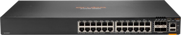 HP HPE Aruba 6300F - Switch - L3 - managed - 24 x 10/100/1000 + 4 x 1 Gigabit / 10 Gigabit / 25 Gigabit / 50 Gigabit SFP56 (Uplink / Stacking) - Front und Seite zu Hinterseite - an Rack montierbar