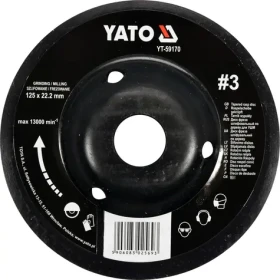 YATO Rotačná rašpľa uhlová 125 mm jemná typ 3 / Rašpľa / Upínací otvor 22,2 mm / Max. 13000 min-1 (YT-59170)