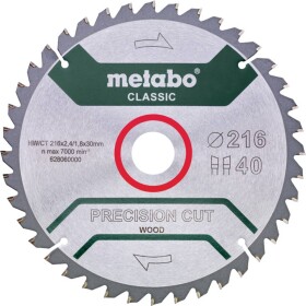 Pílový kotúč Precision Cut Classic Metabo 628060000 Priemer: 216 mm Počet zubov (na palec): 40 Hrúbka:1.8 mm; 628060000