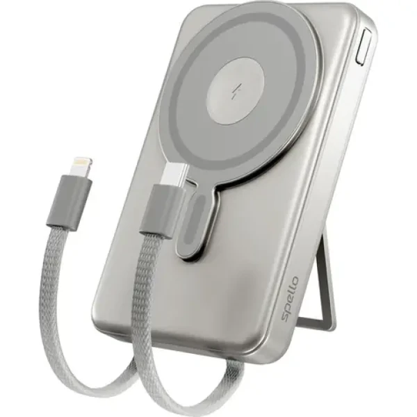 Spello ForcePack 4v1 SP75 10000mAh strieborná / Powerbanka / 3x USB-C / 1x Lightning / Qi2 (9915102700003)