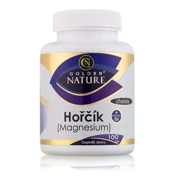 Golden Nature Magnesium (Horčík) Chelate + Vitamín B6 100 cps. (GN000021)