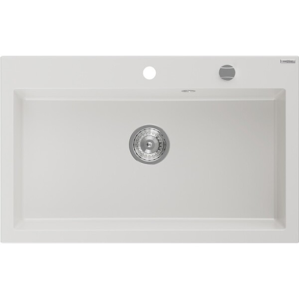 MEXEN MEXEN - Elix granitový drez 1-miska 800 x 500 mm, biela, sifón chróm 6527801005-20
