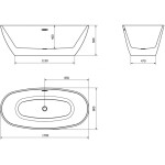 MEXEN/S - Eris voľne stojaca vaňa 170 x 80, biela, sifón a prepad biela 53441708000-20