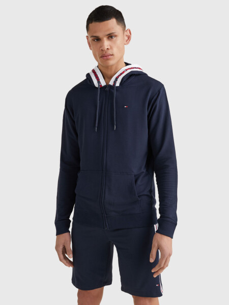 Pánska mikina LOGO TAPE ZIP-THRU HOODY UM0UM01929DW5 tmavo modrá - Tommy Hilfiger SM