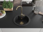 MEXEN/S MEXEN/S - Diego granitový drez 1 488 x 480 mm, čierna/strieborný metalik, + zlatý sifón 6512481000-73-G