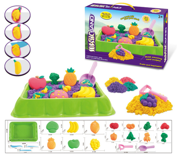 Mamido Mamido Súprava kinetického piesku s ovocnými a zeleninovými formičkami 1000 g