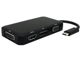 PremiumCord Prevodník USB-C na HDMI + DVI + VGA + DisplayPort / Redukcia / 4v1 / USB-C (8592220017767)