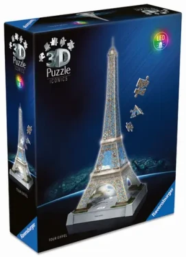Ravensburger 3D Puzzle Iconics: Eiffelova veža (Nočná edícia)
