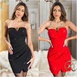 Sexy Koucla draped Bandeau Dress with glitter Einheitsgroesse