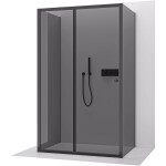 CERANO - Trojstenný sprchovací kút Varone POINT UL/P - 6 mm - čierna matná, grafitové sklo - 160x100x195 - posuvný CER-8050BD7904