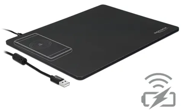 DeLock Podložka pod myš s bezdrôtovým nabíjaním USB / Podložka pod myš / Bezdrôtové nabíjanie (12595)