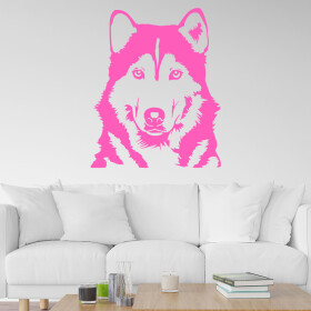 Veselá Stena Samolepka Husky Farba: růžová, Veľkosť: 40 x 32 cm