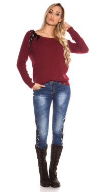 Trendy KouCla Oversize sweater with lacing Einheitsgroesse