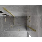 MEXEN/S - Mist-F Duo sprchovací kút skladacie dvere pravá 75 x 90, transparent, zlato kartáčovaná 8A6-075L-090P-55-00