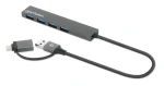 Manhattan Kombo-hub USB-C/USB-A sivá / USB hub / 4X USB-A / USB 3.2 Gen 1 / 5 Gbit/s / Bus Power (181006)