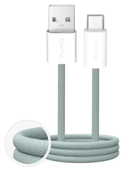 Puro Fabrik 2.0 zelená / Dátový kábel USB-A - USB-C / opletený / 10 W / 1,5 m