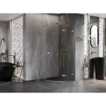 MEXEN/S - Lunar sprchovací kút päťboký krídlový pravá 100 x 100, transparent, zlato 831-100P-100L-50-00-P