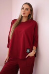 Bavlnená mikina nohavice set Burgundy UNI