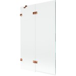 MEXEN/S - Lunar vaňová zástena 2-krídlová ľavá 110 x 150, transparent, ružové zlato 897-110-100-60-00-L