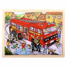 Bigjigs Toys Drevené puzzle hasiči (24 dielikov)