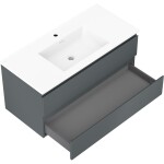 MEXEN/S - Orio kúpeľňová skrinka 100 cm s umývadlom Otis, 2 zásuvky, grafit mat/biela mat 91A10-10047-2-BFF66-W18M01