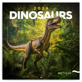 NOTIQUE Poznámkový kalendár Dinosaury 2026 - Východné / 30 x 30 cm (PGP-35180-V)