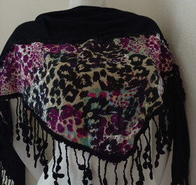 Dámska šatka Evi 444 čierna a fialová - FPrice UNI