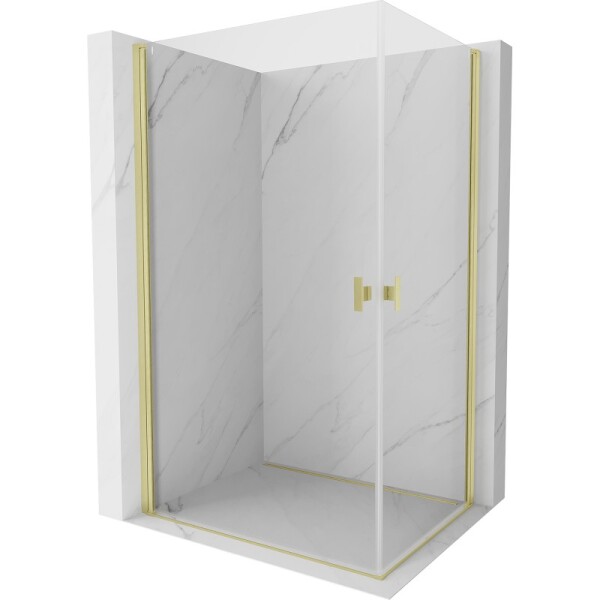 MEXEN/S - Mist-B Duo sprchovací kút dvere krídlové 90 x 85, transparent, zlato kartáčovaná 8A2-090-085-55-00