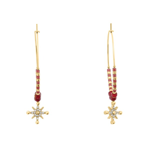 Pierre Lannier Pozlátené kruhové náušnice s príveskom hviezdy Antharea BJ25A2251