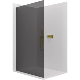 CERANO - Sprchová zástena Walk-in Crystal Ľ/P - 8 mm - bezvzperový systém - zlatá, grafitové sklo - 120x200 CER-8050BD6621