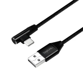 LogiLink USB-A - USB-C čierna / Kábel / USB-A (M) - USB-C (M) uhlový / 0,3 m / USB 2.0 / 480 Mbit/s (CU0137)