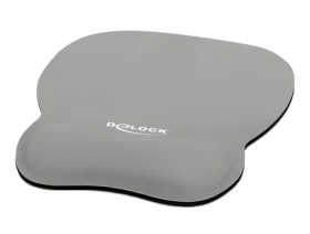 DeLock šedá / Podložka pod myš / Ergonomická / Opierka zápästia s gélom / 245 x 206 mm (12698)