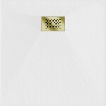 MEXEN/S - Hugo sprchová vanička SMC 70 x 70, biela, krytka zlatá 42107070-G