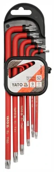 YATO YT-0563 / Sada kľúčov TORX s otvorom 9 ks dlhšia (YT-0563)