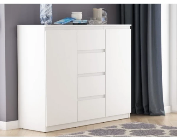 Široká komoda so 4 zásuvkami Carlos, biela, 120 cm%