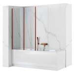 REA - Skladacia vaňová zástena AGAT-3 120 Brush Copper REA-W5697