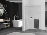 MEXEN/S - Kioto+ L Sprchová zástena WALK-IN s poličkou a držiakom uterákov 80 x 200, prúžky, biela 800-080-123-20-09