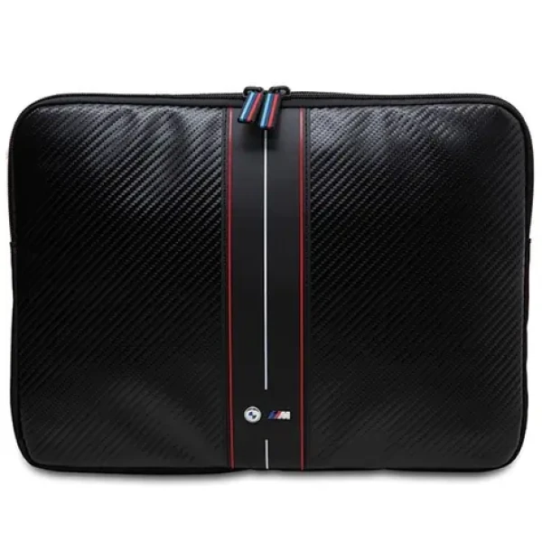 BMW Carbon Red Stripe 14" čierna / Puzdro pre notebook / Karbónový vzor / Červený pruh (BMCS14COMSCAKR)