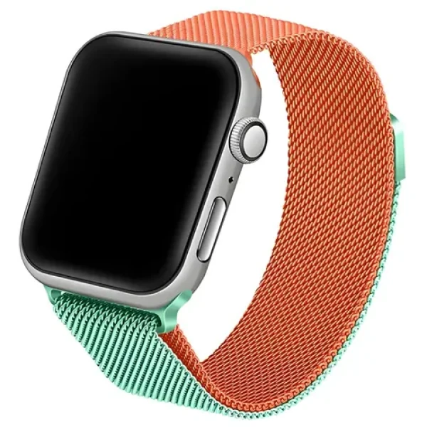 Beline Steel Collection zeleno-oranžová / Remienok pre Apple Watch / 42/44/45/49 mm / nerezová oceľ / magnetický