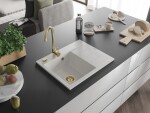 MEXEN/S MEXEN/S - Ben granitový drez 1 s odkvapkávačom ľavý 600 x 500 mm, biela, sifón zlatá 6522605000-20-G