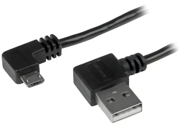 StarTech USB-A - Micro-USB B čierna / Nabíjací a dátový kábel / Uhlové konektory / 2 m / 480 Mbps (USB2AUB2RA2M)