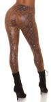 Sexy Highwaist faux leather Leggings with Snake print CAPPUCCINO XL/XXL