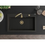 MEXEN/S MEXEN/S - Elix granitový drez 1-miska 800 x 500 mm, čierna/zlatá metalik, sifón zlatá 6527801005-75-G