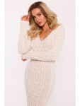 Dámske svetrové šaty M824 Light beige - MOE UNI světle béžová