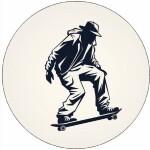 Jedlý papier „skateboardista“, čiernobiely, 19,5 cm - Pictu Hap