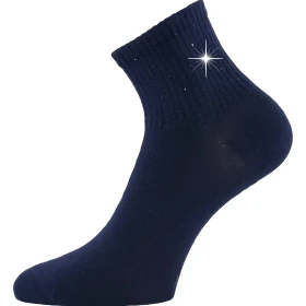 LONKA Ponožky dámské elegantní FLITANA 04 s kamínky TMAVĚ MODRÉ (3 páry) 39-42 126900