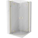 MEXEN/S - Mist L sprchový kút štvrťkruh, krídlové 90 x 90, transparent, zlato kartáčovaná 8A33L-090-090-55-00