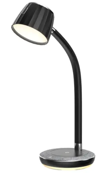 Immax LED stolná lampička PERLA čierno-šedá / Qi nabíjanie / 18W / 270lm / DC 12V / 1,5A (08996L)