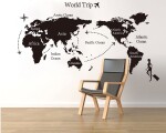 Veselá Stena Samolepka Mapa cesta okolo Sveta